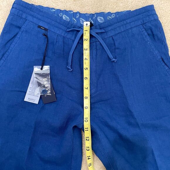 04651/ A Trip in a Bag Men's NWT Casual Pants Sz L US In Solid Blue Linen Jogger - Picture 5 of 8